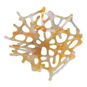 Handmade Fused Glass Coral Web Bowl Orange/Wht Swirl Centerpiece "6x6" HG10560